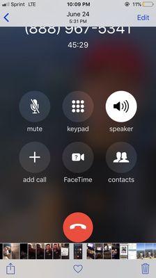 One of the many times they had me on hold for over 45 minutes