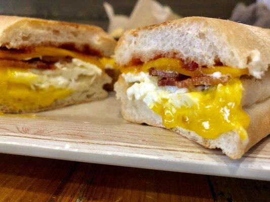 Voted one of the most popular sandwiches in Texas. Spicy Bacon ciabatta.