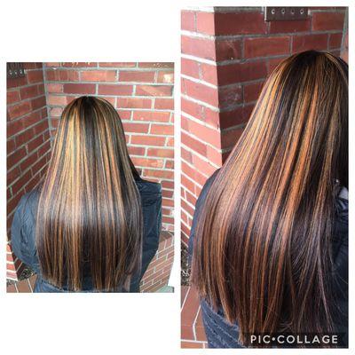 I did. Highlight with this Natural Head no chemicals just the Color and then I did my Specialty Silk Press and Flatiron!