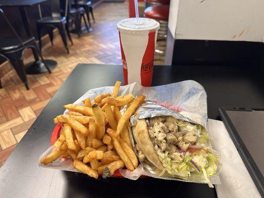 My food tasted fresh, the fries were hot and crispy and my Chicken Gyro was packed with meat. The service was very friendly.