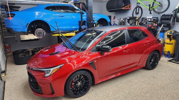 Freshly ceramic coated GR Corolla and ZL1 in the back had the wheels done (ZL1 was ceramic coated a year ago)