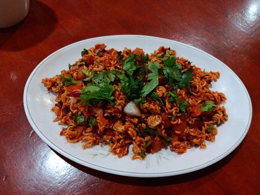 Wai wai sedheko (ramen mixed with seasoning)