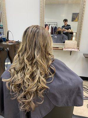 Brian did amazing with my blonde balayage! The colors blended so well  **Brian is the hairstylist at the back of me on this pic**