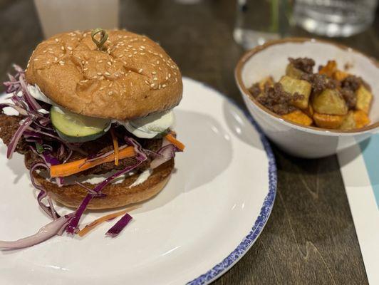 Fried Chicken Sandwich with Sweet Potatoes