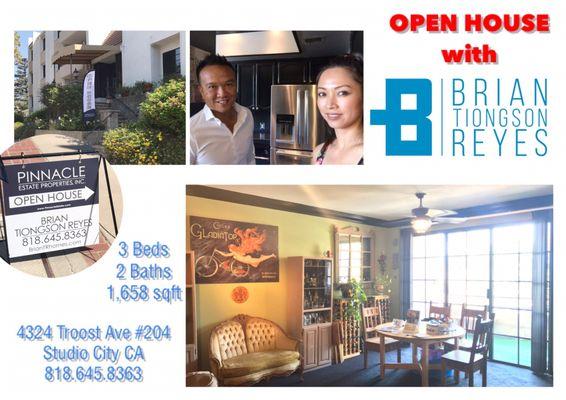 Open House w/  Brian Tiongson Reyes 818.645.8363 12:00 - 3:00 pm, 9/17/17 Sun 3 Beds 2 Baths 1,658 sqft 4324 Troost Ave #204 Studio City CA