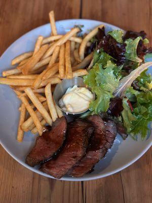 steak frites -- fries were bomb, very small portion of steak