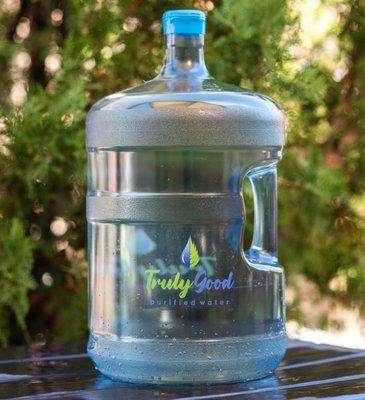 Our recyclable, 5-gallon bottle. Delivered to your door weekly.