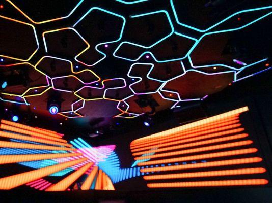 In-house nightclub, Club K, located in Los Angeles County. Lighting designed and installed by BHE.