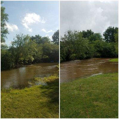 Before and after the creek level rose. Crazy rain that weekend