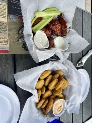 Filthy wings and fried pickles