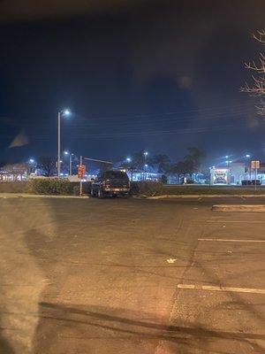 Again, employee's car blocking the entrance to the drive thru at 9:48 pm on a weekday.