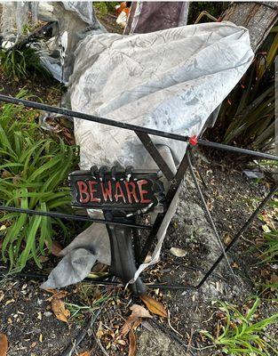 They trashed one of our neighborhoods Halloween Ornaments.