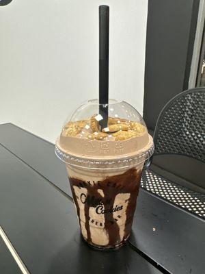 Chocolate milkshake with Cinnamon Toast Crunch and Teddy Grahams