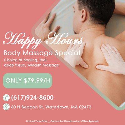 ONLY $80/H - Choice Healing,Thai,Deep Tissue,Swedish