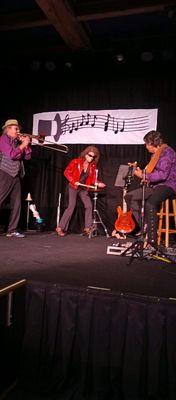 Cutting loose at THE MUSIC & MAGIC ZONE show!   Standing ovations!  Joe Givan, Carol Massie & Gary Conder- musicians, etc.