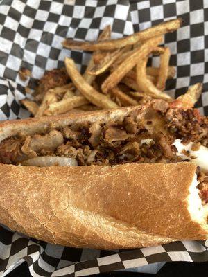 Cheesesteak and fries