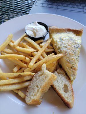 Italian quiche with a side of fries