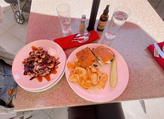 Caprese Sandwich Banana Pecan Caramel French Toast