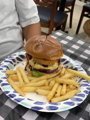 Work Burger with BBQ sauce