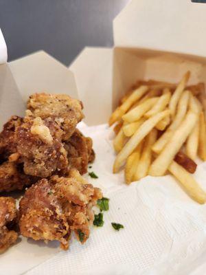 Popcorn Chicken and fries