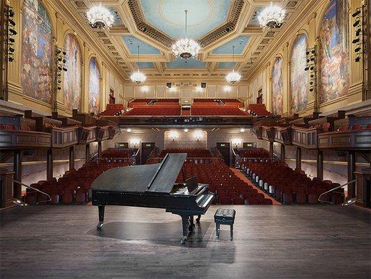 Interior view of Herbst Theatre, a part of the War Memorial Performing Arts Center. Directly across from City Hall on Van Ness Ave.