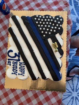 Thin blue line birthday cake