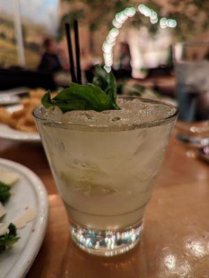 Basil Gimlet cocktail. $11. Hendrick's Gin, St-Germain Elderflower Liqueur, lime, basil.