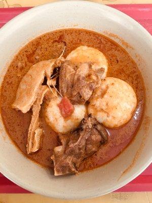 Groundnut Soup with Omotuo (Rice Balls)