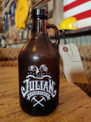 Growler of hard apple cider