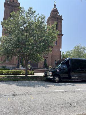 Church weddings are made easy with group transportation in our upscale 24 passenger Bus