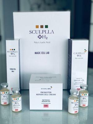 Sculplla H2 Products Available for sale
 Sculplla Mask Treatments stimulate Collagen with Poly L Lactic Acid