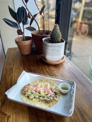 Bean and cheese breakfast taco