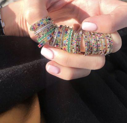 Rainbow eternity bands.