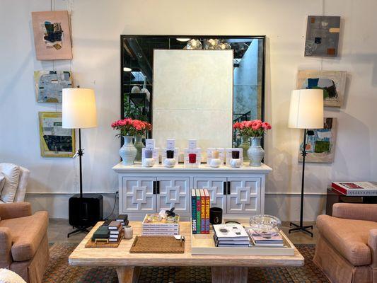 Our shop features a wide selection of designer coffee table books, luxury candles, fine art and unique accessories.