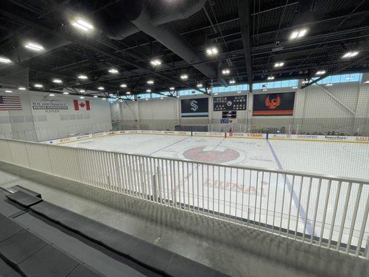 View from second floor facing left. Large rink.