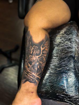 Pegasus Inner Calf Tattoo