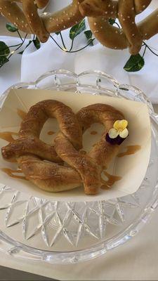 Cinnamon sugar pretzel with caramel drizzle!