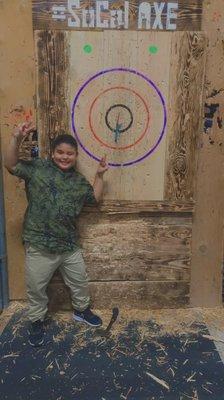 Bullseye baby! My nephew is 10 & able to axe throw!