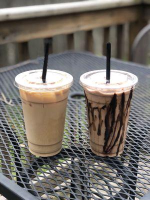 Left: Iced coconut and vanilla latte (sugar free)  Right: Mudslide Mocha