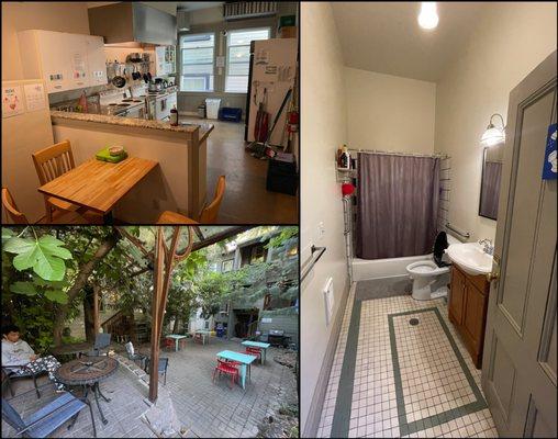 Northwest Portland International Hostel, kitchen, patio and shared bathroom.