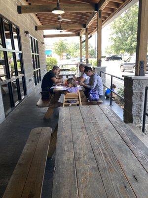 Outside seating. 4 picnic tables