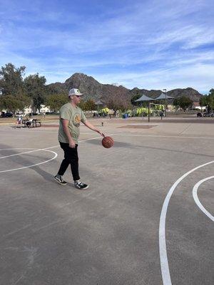 Basketball court for my nephew to get some practice in  .