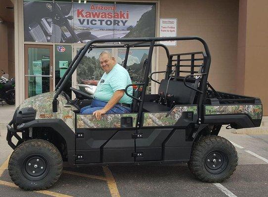 Richard Manthy came in and took home a new 2018 Kawasaki Mule Pro FXT Camo to take to the mountains...