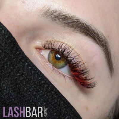 Hybrid Lash Extensions w/ Red Lash Accent