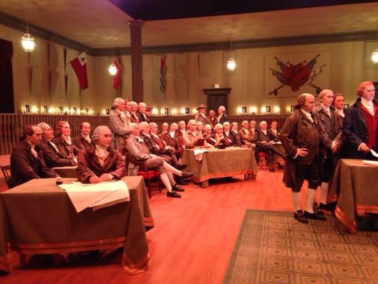 The replicas of the Founding Fathers behind the Declaration of Independence