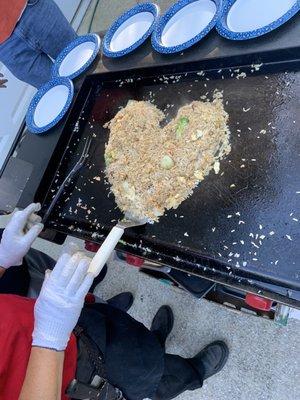 Heart shaped rice (that beat like a real heart) to go along with the party antics- so much fun!