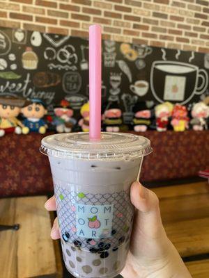 taro milk tea with bubbles