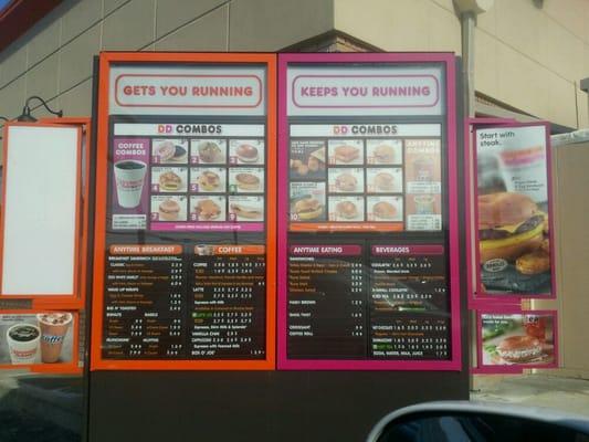 Drive thru menu