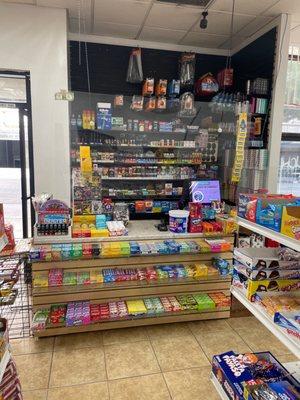 Candy,snacks,lighters,medicines