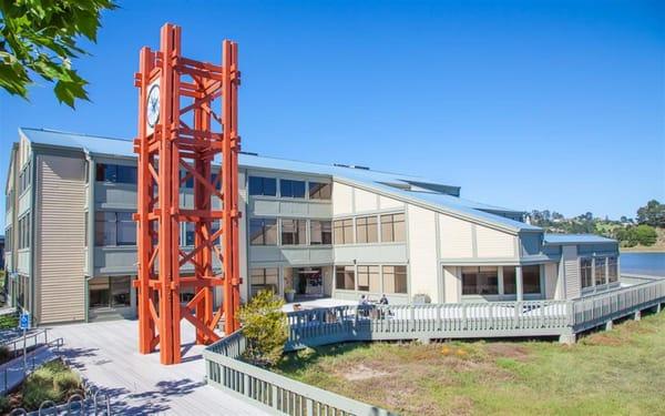 Notice the clock tower?  It's the same color as the Golden Gate Bridge.